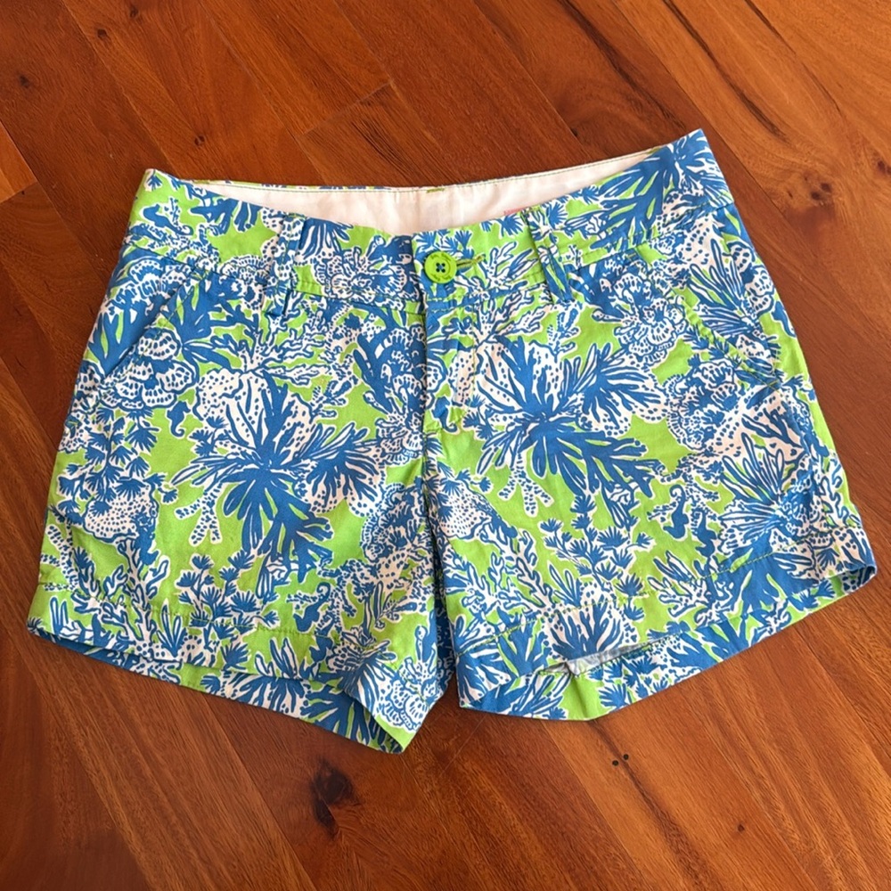 Callahan Shorts Blue Green Coral Seahorse Lilly Pulitzer Biggest Fan Limeade 00